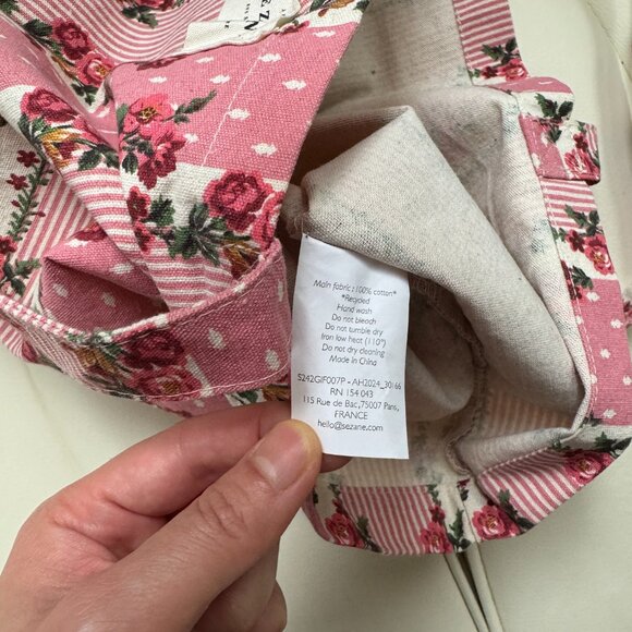 Sézane limited edition English roses pink cottagecore floral striped tote NWOT - Picture 5 of 5